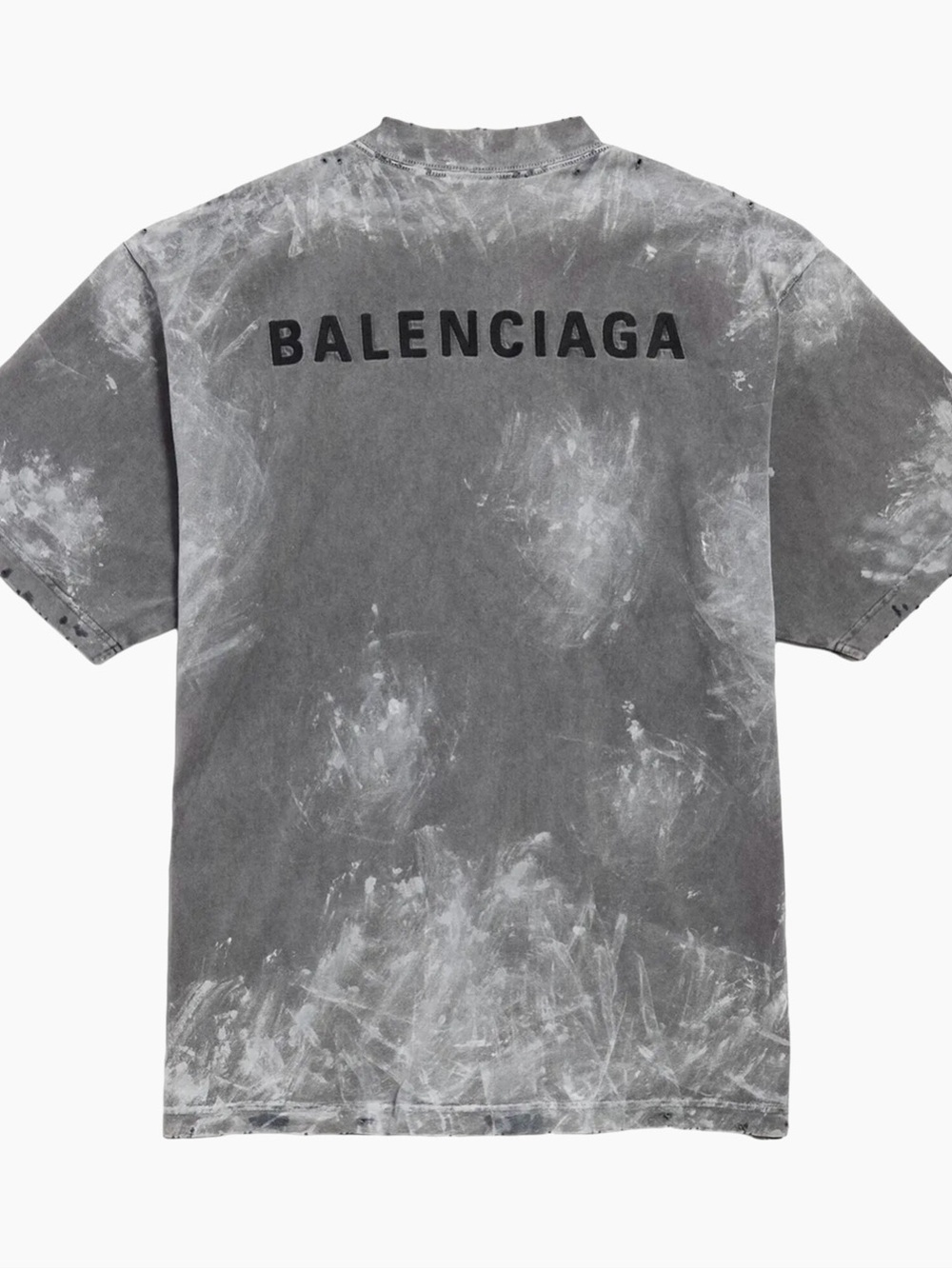 Balenciaga Gray Tie-Dye Logo Short Sleeve Tee